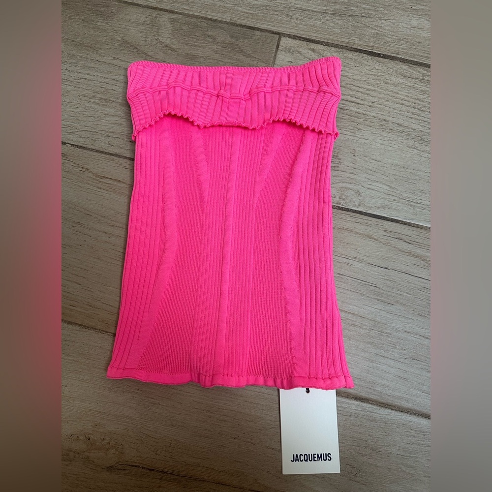 Jacquemus La Maille Luca Pink Ribbed Top